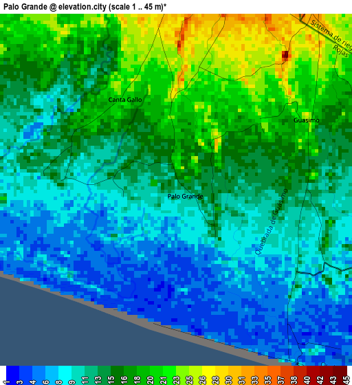 Palo Grande elevation map