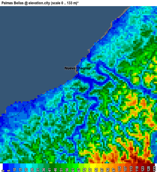 Palmas Bellas elevation map