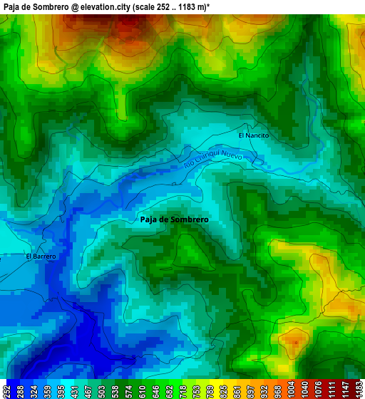 Paja de Sombrero elevation map