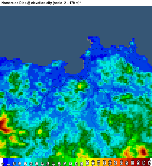 Nombre de Dios elevation map