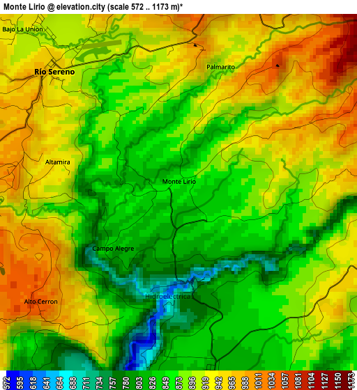 Monte Lirio elevation map