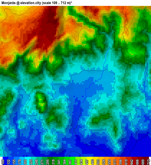 Monjarás elevation map