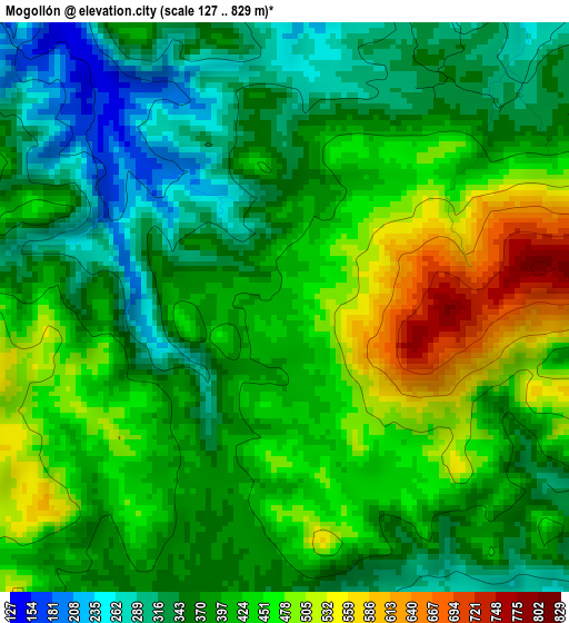 Mogollón elevation map