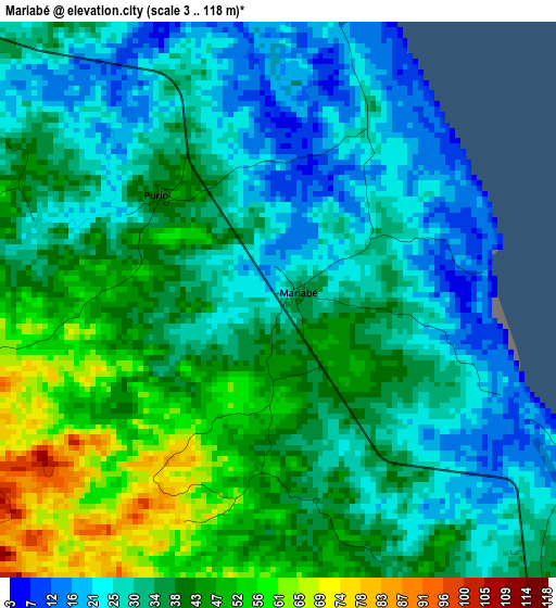Mariabé elevation map