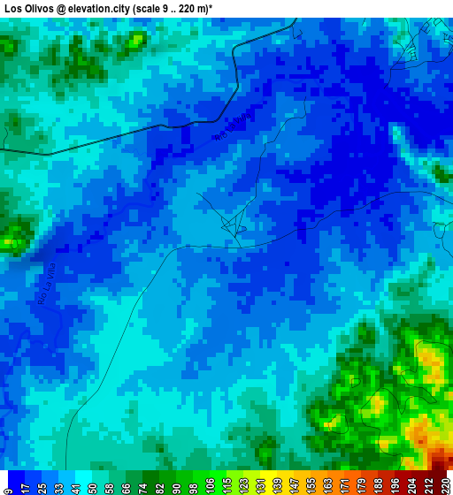 Los Olivos elevation map