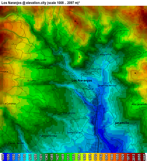 Los Naranjos elevation map