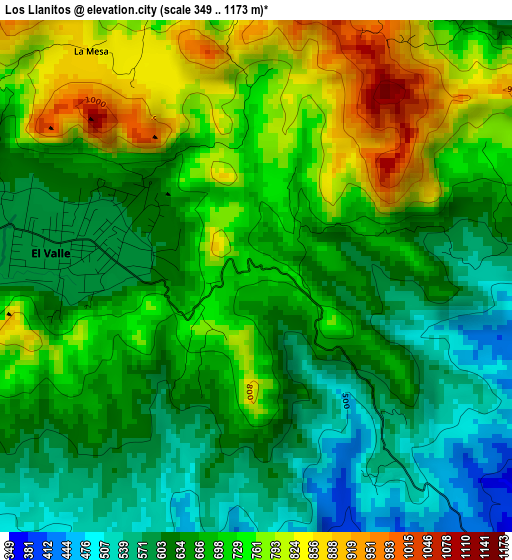 Los Llanitos elevation map