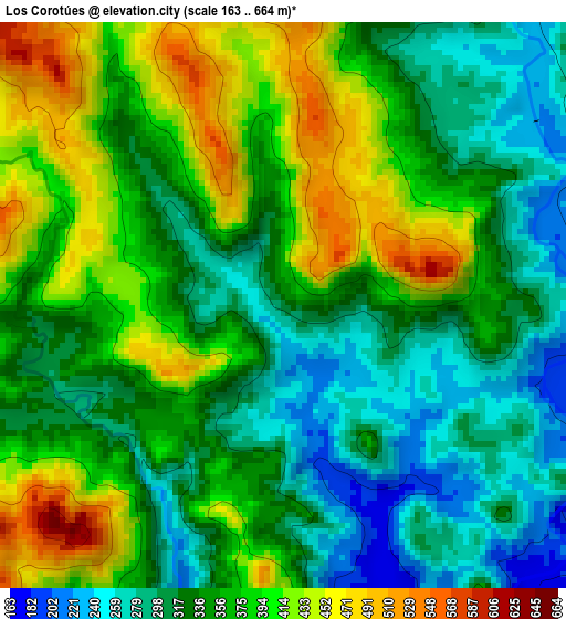 Los Corotúes elevation map
