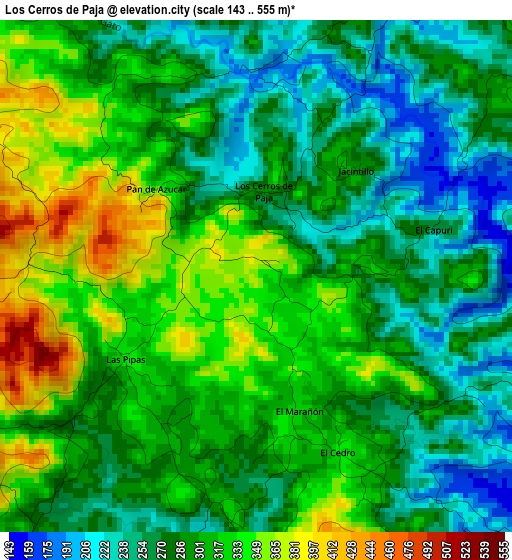 Los Cerros de Paja elevation map