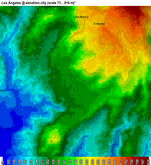 Los Ángeles elevation map