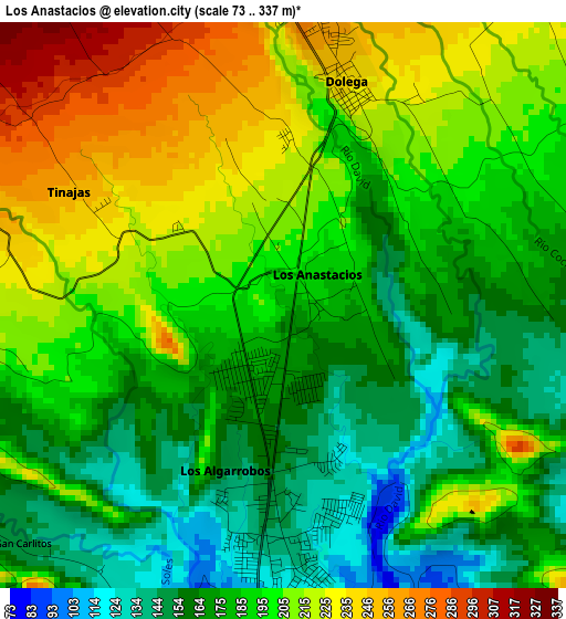 Los Anastacios elevation map