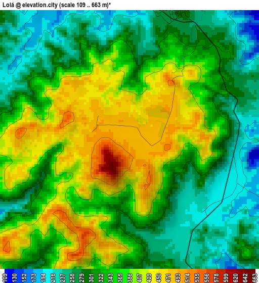 Lolá elevation map