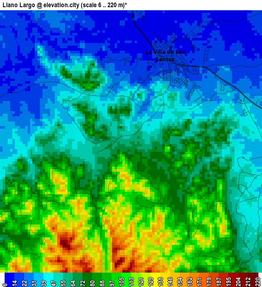 Llano Largo elevation map