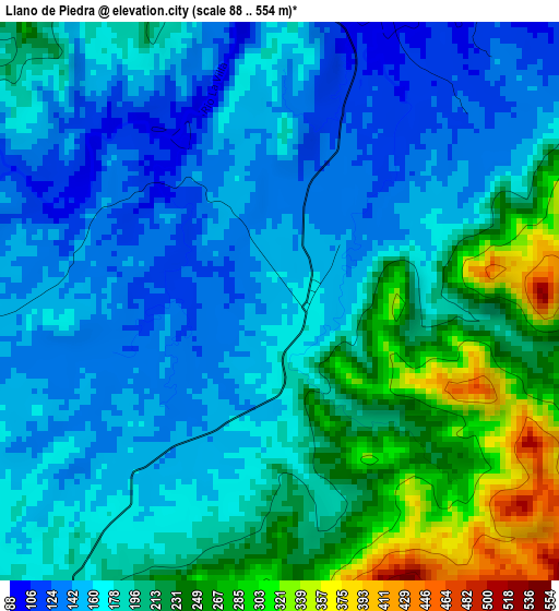 Llano de Piedra elevation map