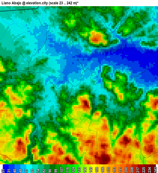Llano Abajo elevation map