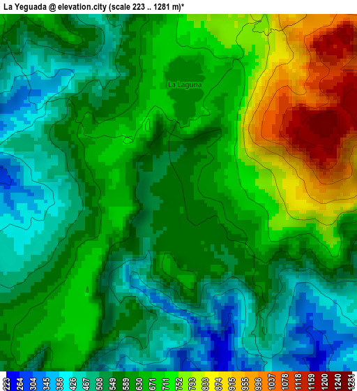 La Yeguada elevation map