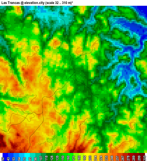 Las Trancas elevation map