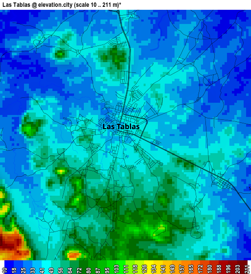 Las Tablas elevation map