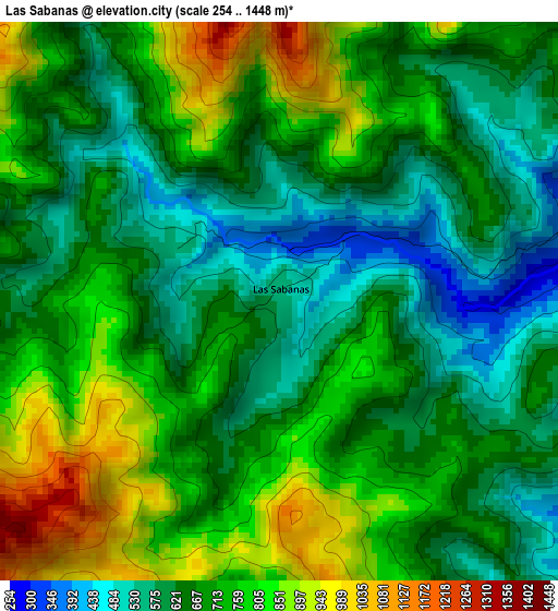 Las Sabanas elevation map