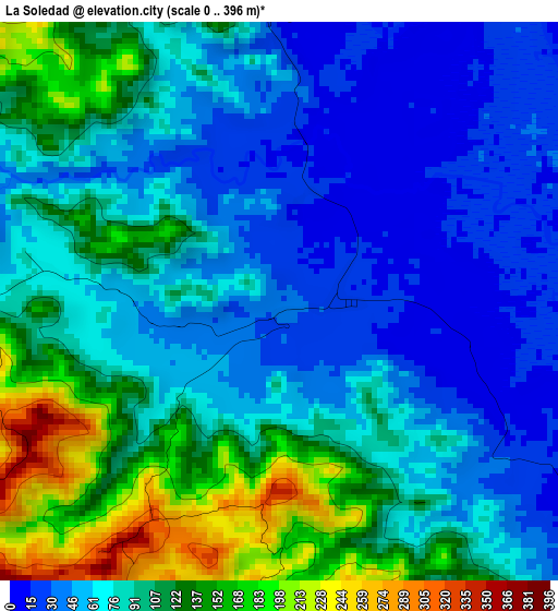 La Soledad elevation map