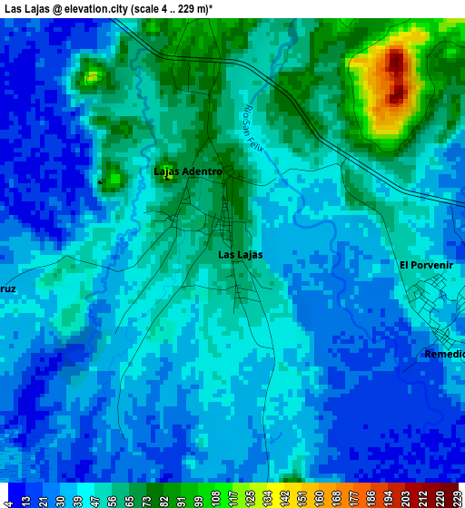 Las Lajas elevation map