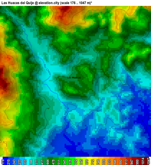 Las Huacas del Quije elevation map