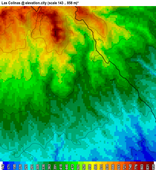 Las Colinas elevation map