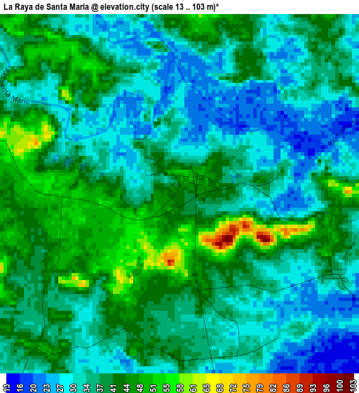 La Raya de Santa María elevation map