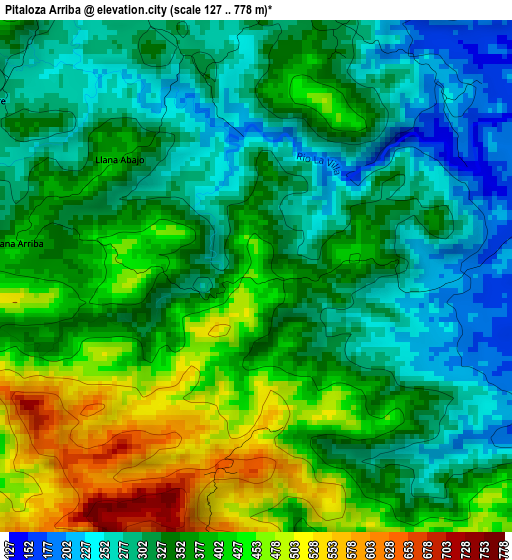 Pitaloza Arriba elevation map
