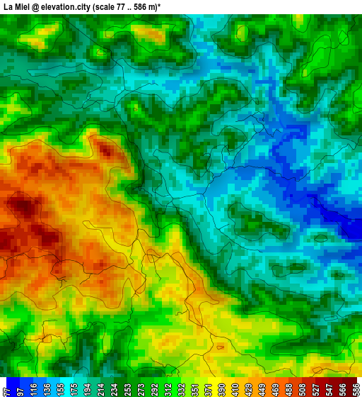 La Miel elevation map
