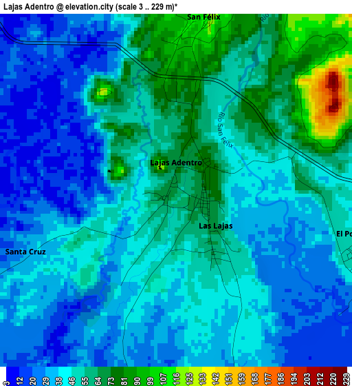 Lajas Adentro elevation map