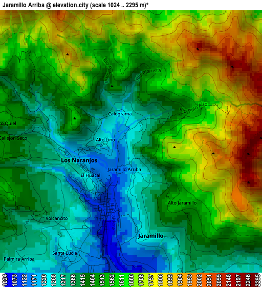 Jaramillo Arriba elevation map