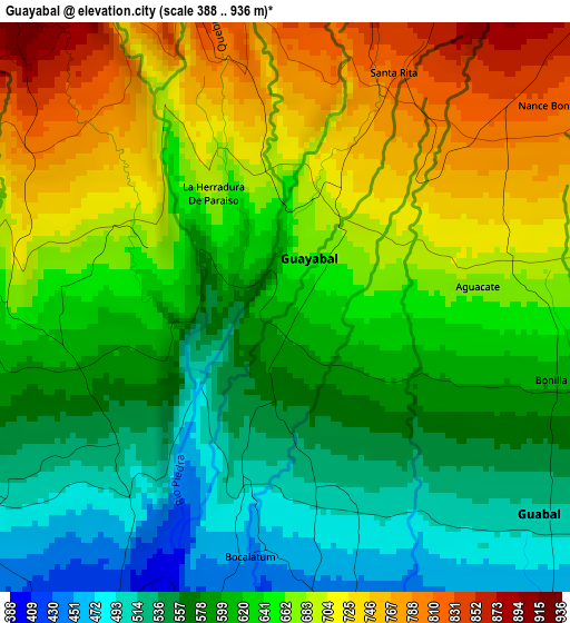 Guayabal elevation map