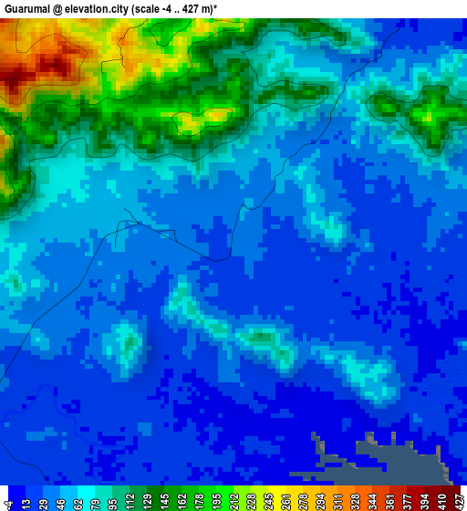 Guarumal elevation map