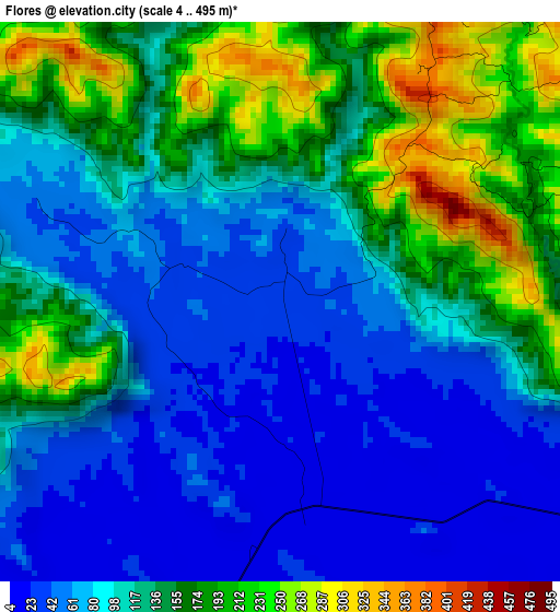 Flores elevation map