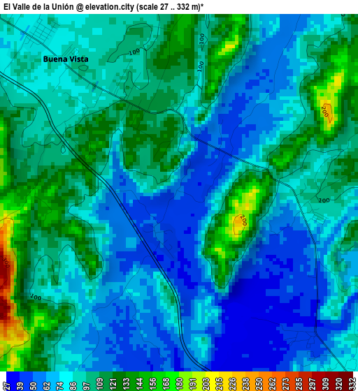 El Valle de la Unión elevation map