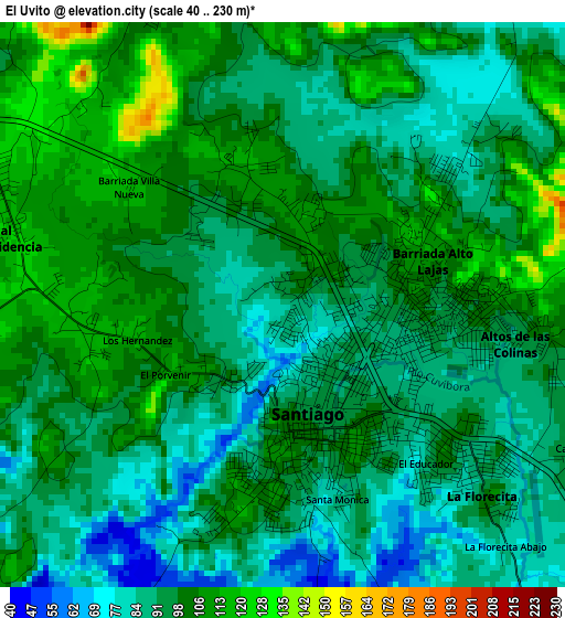 El Uvito elevation map