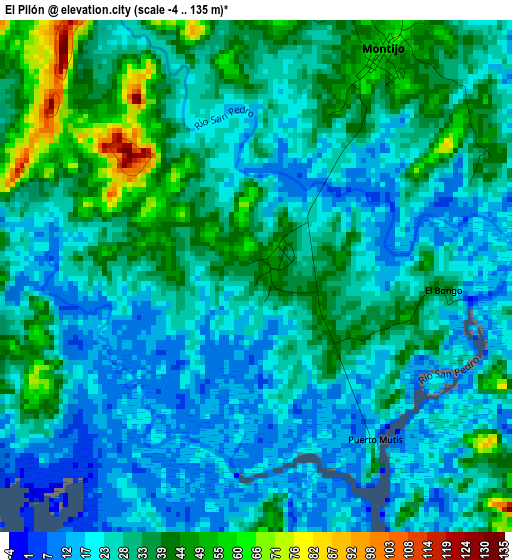 El Pilón elevation map