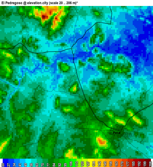 El Pedregoso elevation map