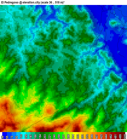 El Pedregoso elevation map