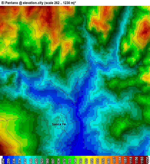 El Pantano elevation map