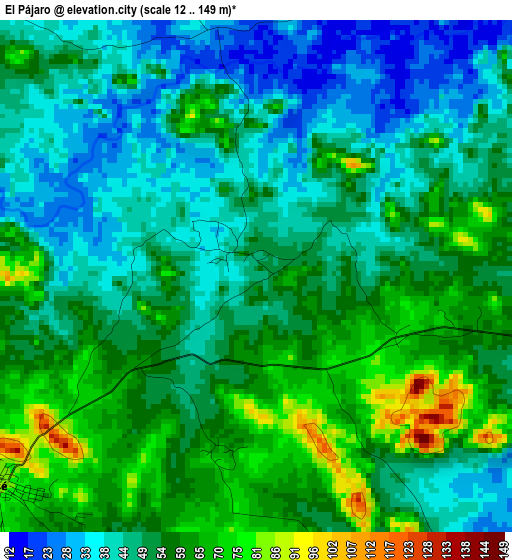 El Pájaro elevation map