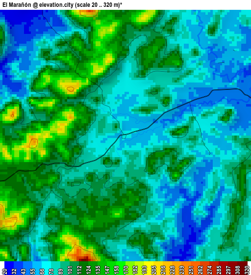 El Marañón elevation map