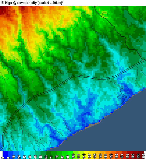 El Higo elevation map