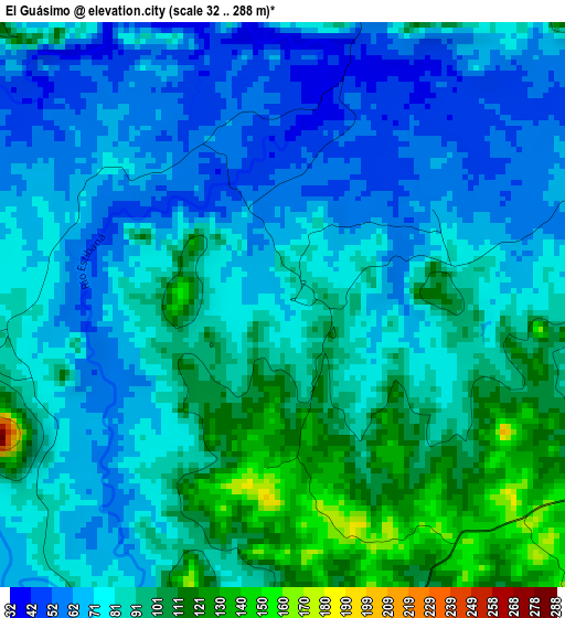 El Guásimo elevation map