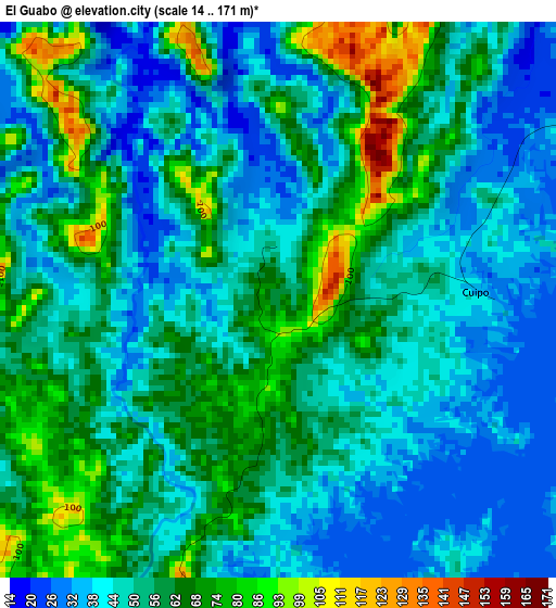 El Guabo elevation map