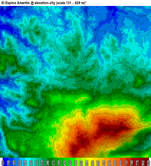 El Espino Amarillo elevation map
