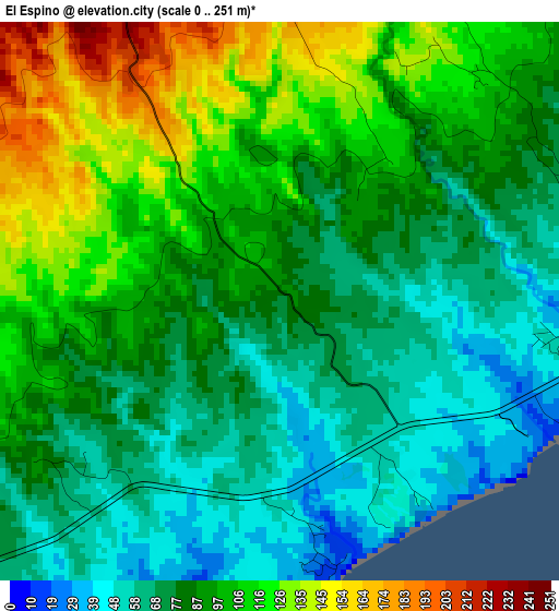 El Espino elevation map