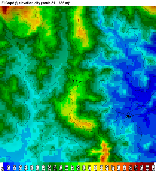 El Copé elevation map