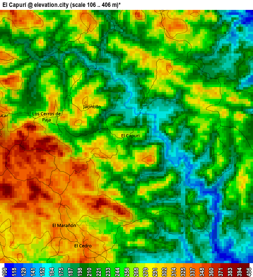 El Capurí elevation map